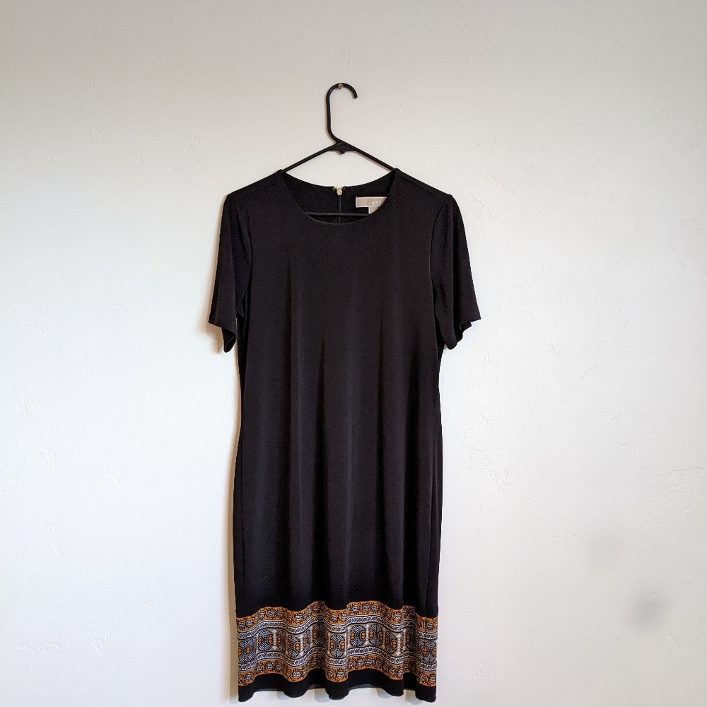 MICHAEL Michael Kors Black Shift Dress with Tribal Detail